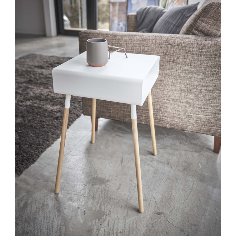 Yamazaki Home Tall Side Table With Storage Shelf, Rectangular Accent